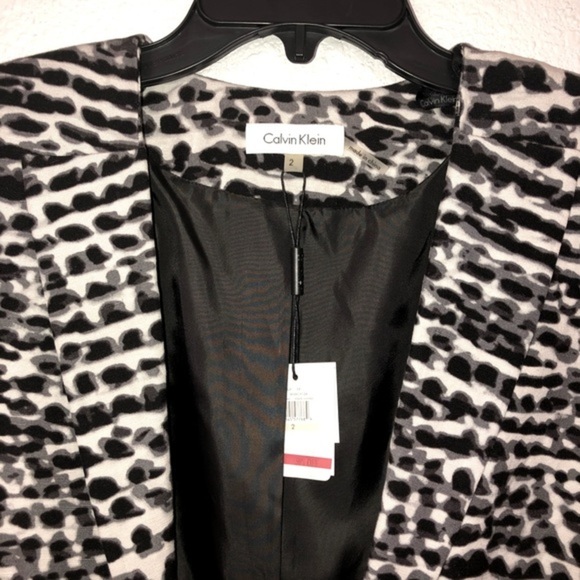 Calvin Klein black white colorblock‎ abstract print blazer size 2 brand new - Picture 6 of 16